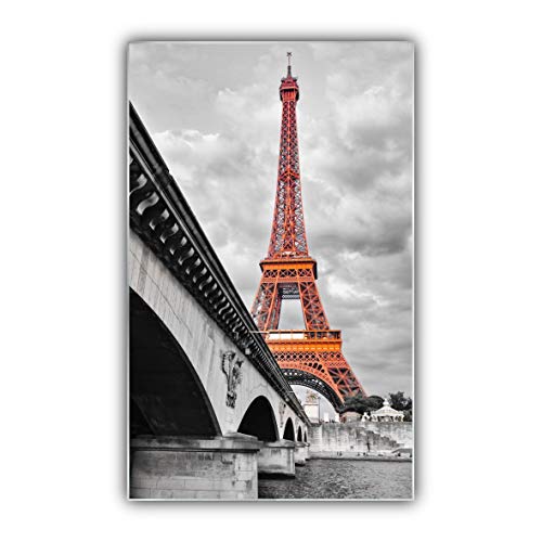 STEINFELD Heizsysteme Glas Bild Infrarotheizung inklusive Thermostat | Deutscher Hersteller | Motive 039H Eiffelturm Rot-2