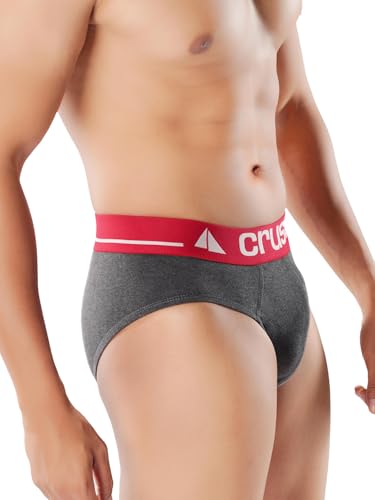 Image of CRUSOE Men's Antimicrobial Super Combed Cotton Fashion Brief - Pack of 2 | Breathable, Soft Stretch Fit Underwear | Tag-Free, Odor Control Innerwear