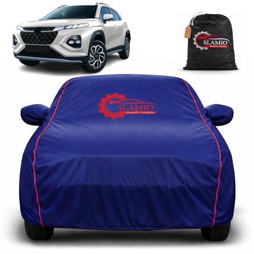 Image of Car Cover for Maruti Suzuki Fronx 2023-2026 | 100% Waterproof Heavy-Duty 3-Layer Car Body Cover | All-Weather Rain UV, Sun & Dust Protection | Custom Fit | Mirror & Antenna Pockets | Navy Blue