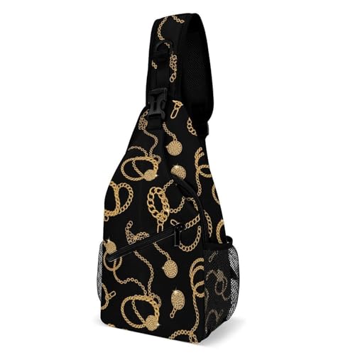 Mochila pequeña ligera con cadena dorada y correa ajustable miniatura 1