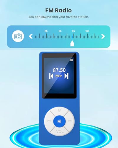 MP3 Player with 32GB TF Card,Built-in HD Speaker,Portable HiFi Music Player with Video/Voice Recorder/FM Radio/Photo Viewer/E-Book Player for Kids