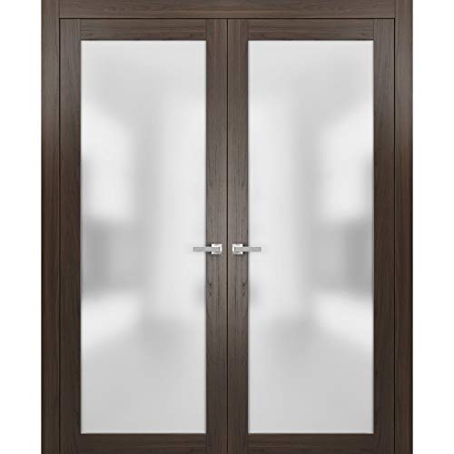 SARTODOORS Planum 2102 | Double Swing Interior French Doors with Glass with Frosted Glass...