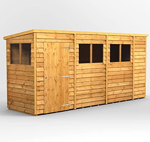 POWER High Grade Premium Pent Overlap Wooden Shed with Security Features, Door & Window Flexibility, made from Extra Thick Timber