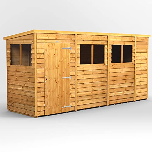 Image of Powersheds High Grade Premium Pent Overlap Wooden Shed with Security Features, Door & Window Flexibility, made from Extra Thick Timber