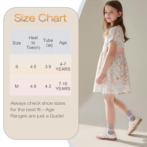 DRESHOW BQUBO 4 Pairs Kids Girls Pink Crew Athletic Sport Socks Soft Cotton Ankle Socks School Uniform Sock for 4-10 Years4