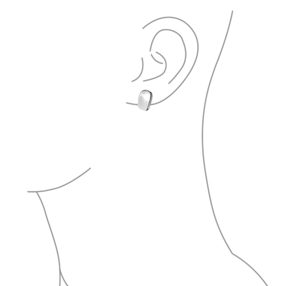 Personalisierte Geometrische Damen Moderne Rechteckige Tropfenförmige Knopf Poliert .925 Sterling Silber Clip On Ohrringe Für Nicht Durchbohrte Ohren