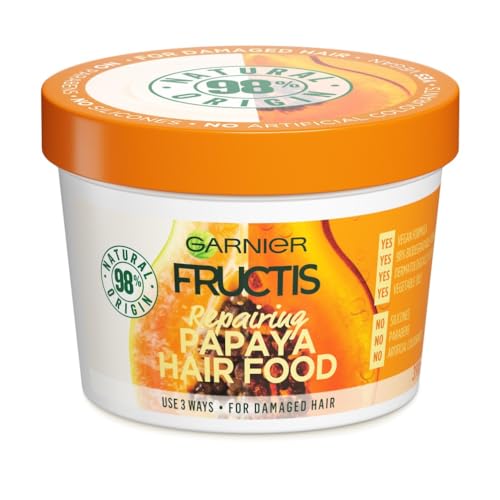 Garnier Fructis, 3-in-1 Hair Mask, Repairing & Hydrating, Hair Food Papaya, 390ml