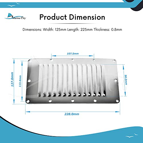 MARINE CITY 304 Grade Stainless Steel Rectangle Stamped Louvered Vent 5 x 9 Inches for Marines – Yachts – Ships – Kayaks (Pack of 2) by MARINE CITY - Image 5