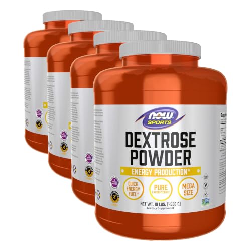 Image of NOW Foods Sports Nutrition, Dextrose Powder (Monosaccharide), Energy Production*, 10 Pound (Pack of 4)