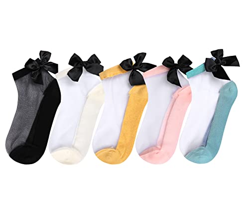 Womens Girls Sheer Lace Mesh No Show Socks Novelty Cute Ultra Thin Colorful Low Cut Socks Silk Nylon Fishnet Transparent See Through Fruit Patterned Liner Short Socks Gifts #TOP1