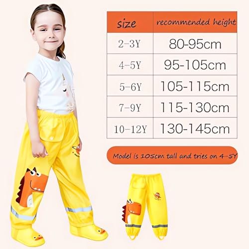 Image of Toddlers Boys Girl Rain Pants Waterproof Dirty Proof Trousers Kids Rain Poncho Hood Rainwear Jacket Coat 1-12Years