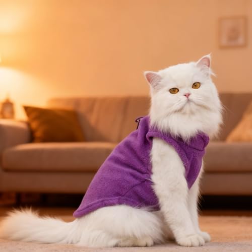 2 Stück/3 Stück Hundepullover Sweater für kleine Hunde und Katzen, Winter Warme Weiche Welpen Fleecepullover Bekleidung mit D-Ring (Violett+Rosa, S)