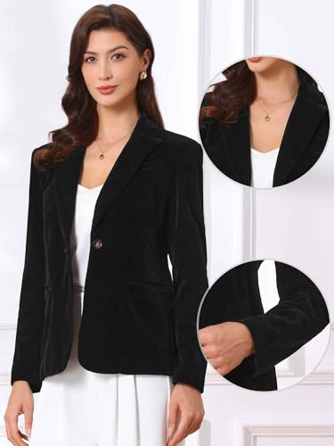 Allegra K Velvet Blazer for Women Halloween Lapel Collar Long Sleeve Button Vintage Work Blazers Jacket 20252
