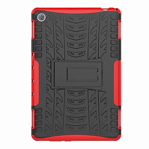 FANFO Funda Huawei MediaPad M5 Lite 10, [Tough Armor Series] Robusta Armadura Híbrida TPU/PC, Protector Interno TPU a Prueba de Golpes + Soporte Plegable Funda para. Rojo