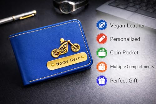 Image of SCPmarts Premium Personalized Wallet for Men with Name & Charm - Stylish Personalized Wallet with Multiple Card Slots & Durable Finish - Ideal Gift for Birthday, Anniversary (Blue)