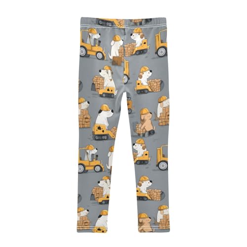Cartoon Dog Truck Brick Girls Leggings Ultra Soft Compression Yoga Gym Pants for Kids 4-10T2