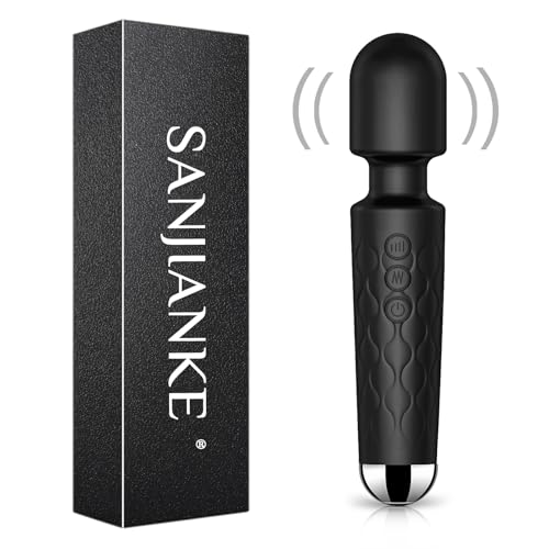 Image of SANJIANKE Vibrator Wand,Adult Sex Toy, G Spot Dildo, Clit Vibrator, Sex Vibrators,Clitoris Stimulation,with 8 Speeds & 20 Patterns, Quiet,Water-Resistant,Female Personal Wand Massager (Black)