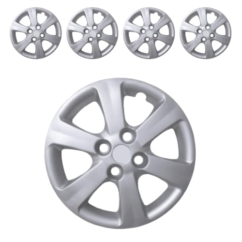 Hubcaps 14 Inch for Hyundai Accent – Set of 4 Silver Wheel Covers – Bolt-On Hub Caps for Hyundai Accent – Durable Replacement Hubcaps for 14