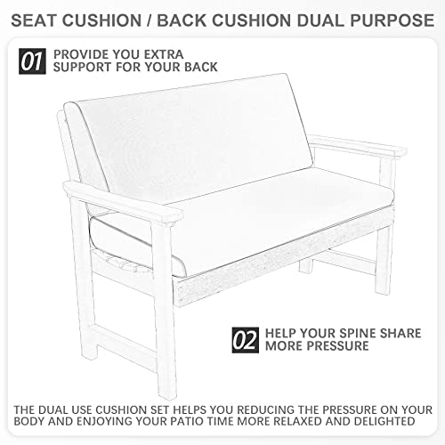 Favoyard Outdoor Bench Cushion 48 X 16 Inch Waterproof Patio Furniture Cushions Seat Cushion/Back Cushion Dual Purpose 3-Year Color Fastness Garden Sofa Settee Couch Swing Lumbar Pads, Beige #TOP5