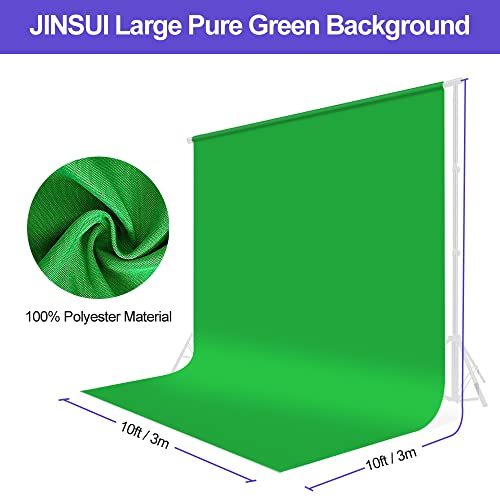 Jinsui 10 X 10 Ft Green Screen Backdrop For Photography, Large Chromakey Muslin Greenscreen Background For Photoshoot, Portable Cloth Fabric Curtain For Video Studio Streaming Gaming Vr #TOP2