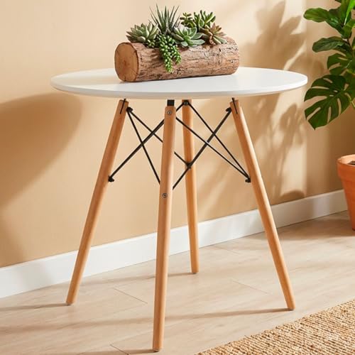 Catálogo de Mesas Top 10. 42 SELECTSHOP Mesa Comedor Estilo Eames Comedor Laminada Antecomedor Mesa Eames Redonda Desayunador para 2 o 3 Personas Mesa para Hogar y Mesa de Trabajo para Oficina (Blanca 60 * 60)