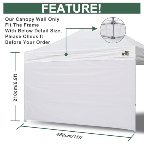 Image of Eurmax USA 10x15 Pop Up Canopy SunWall-UV Protection for Tents,Blocks Sunlight&Wind,Water Resistant Side Wall Only,Easy Hook & Loop Installation,Fit for 15FT Straight Leg Shelters&Gazebo,Blue