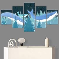 SIGNWIN 5 Panel Canvas Wall Art Modern Art Decorative Elements Fun Illustration Illustrations Kids Multicolor for Home Decorations Ready to Hang - 60