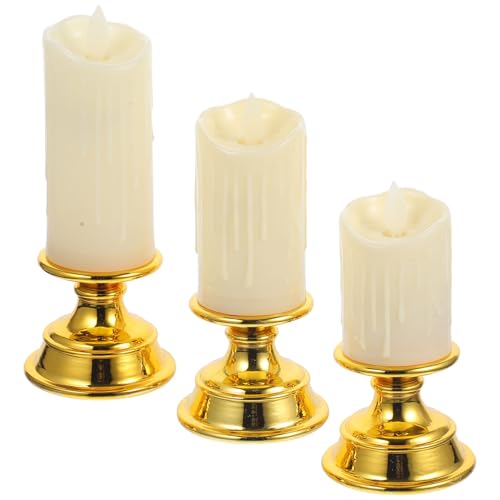 Velas sin llama doradas efecto parpadeante realista juego de candelabros vintage de lujo