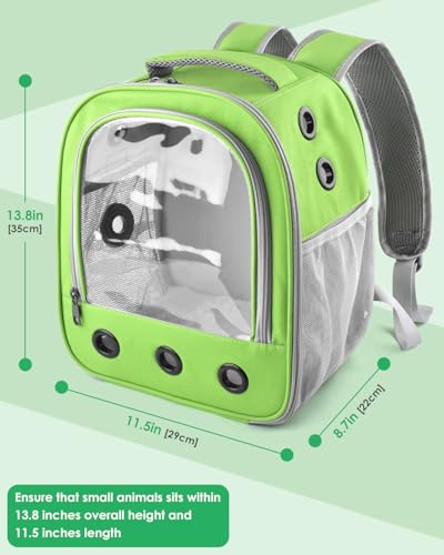 guinea pig carrier backpack portable rabbit travel carring bag for pet bunny chinchilla bearded dragon hamster parrot outgoing pouch case with water bottle holder amp detachable pad green