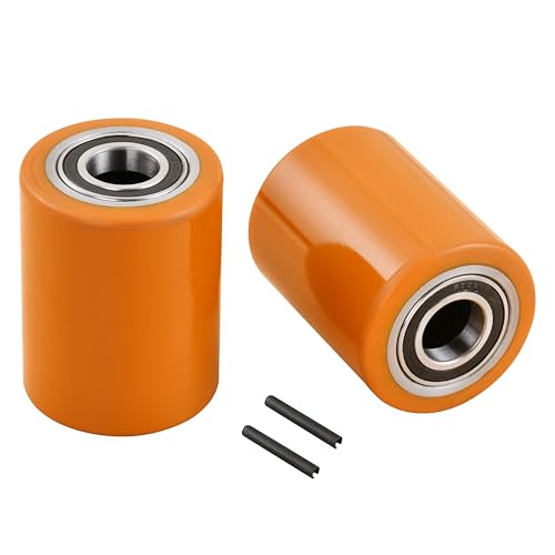 Image of Electric Pallet load wheels 3.35 X 4.33'' (85 X 110mm) with Pre-Installed Bearings 30mm ID Includes Pins