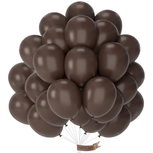 Image of PartyWoo Dark Brown Balloons 101pcs 12 Inch Boho Coffee Neutral Fall Latex Helium Balloons for Graduation Baby Shower Anniversary Thanksgiving Birthday Autumn Theme Party Decorations Brown-F20