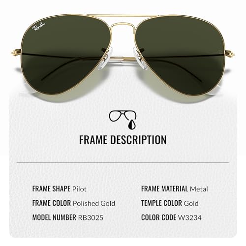 Ray-Ban RB3025 Classic Aviator Shape Sunglasses With Eyewear Kit Bundle - Adjustable Nose Pads - Ideal Formal and Casual Wear Retro Sunglasses3