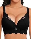 Svmer Push Up Lace Bra for Women Underwire Plus Size Comfortable Brassiere Black 38C