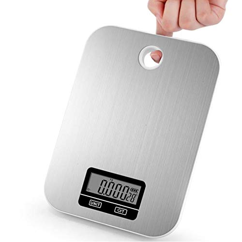 Báscula de cocina digital de 5 kg/1 g, cocina de acero inoxidable, fácil de cargar y leer, báscula de pesaje for hornear alimentos de alta precisión con gancho de pared