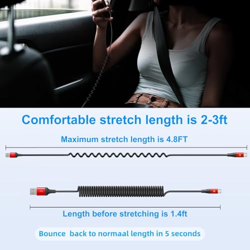 Image of USB to USB C Cable Fast Charging 3ft, 2Pack Coiled USB C Charger Cable