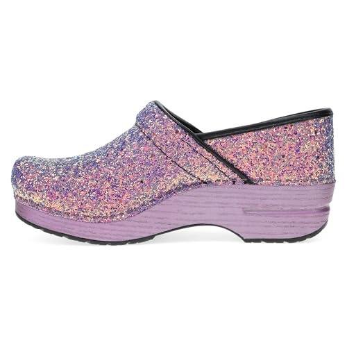 Image of Dansko Professional Glitter Slip-On Clogs for Women - Rocker Sole and Arch Support for Comfort - Shiny and Stylish Glitter Uppers