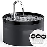 【Dreifaches Filtersystem】Trinkbrunnen verwenden ein dreifaches Filtersystem, einschließlich Aktivkohle, hochdichter Baumwollschicht und Schwammfilter. Dies kann effektiv Verunreinigungen filtern, Gerüche entfernen, das Wasser weich machen und die Lebensdauer der Pumpe verlängern. Am besten wechseln Sie den Aktivkohlefilter alle 2-4 Wochen. Dadurch erhält Ihr Haustier frischeres und sauerstoffreicheres Wasser.