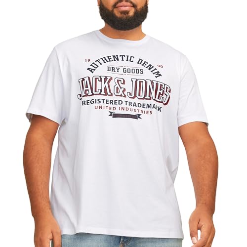 JACK&JONES PLUS JJELOGO tee SS O-Neck 2 Col AW24 S PLS, Blanco, XXXL