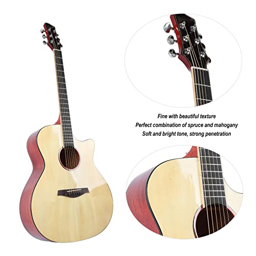 Kit de Démarrage de Guitare Folk de Guitare Acoustique de 41 Pouces avec Chiffon D’essuyage de clé Jouant D’un Instrument à Cordes pour Adultes Débutants (Couleur du bois naturel) - Les Beatles, Paul McCartney, John Lennon, RIngo Starr, George Harrison Kit de Démarrage de Guitare Folk de Guitare Acoustique de 41 Pouces avec Chiffon D'essuyage de clé Jouant D'un Instrument à Cordes pour Adultes Débutants (Couleur du bois naturel) – Image 6