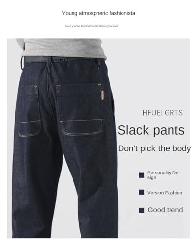 Jeans Pants Trousers Denim Spring Dark Men's Loose Straight Casual Retro Elastic Quality Large2