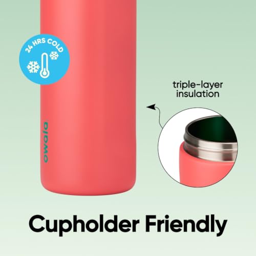 Image of Owala FreeSip Insulated Stainless Steel Water Bottle with Straw for Sports, Travel, and School BPA-Free Sports Water Bottle, 24 oz, Strawberry Field