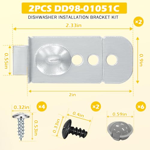 Image of 2 Pack DD98-01051C Dishwasher Installation Brackets Kit