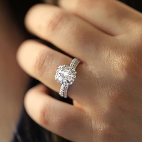 HUASAI Fake Engagement Ring Cubic Zirconia Engagement Ring for Women4