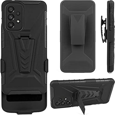 TKMore Belt Clip Case for Samsung Galaxy A53 5G Cell Phone Cover with Kickstand Holder Anti-Knock Holster Black Cover