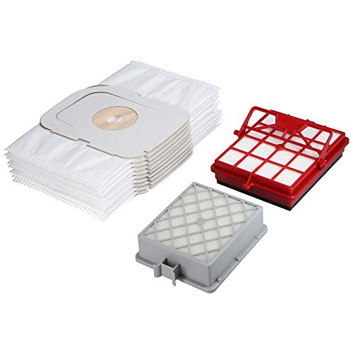 1 x HEPA-Filter rot + 1 x HEPA Motorfilter grau + 10 x Premium-Staubsaugerbeutel, kompatibel für Lux Intelligence Staubsauger