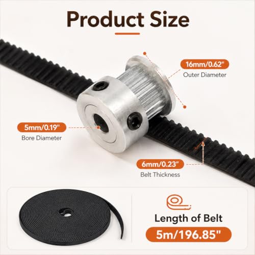 Image of Serplex 8pcs GT2 Timing Belt Pulley Kit Rubber Belt