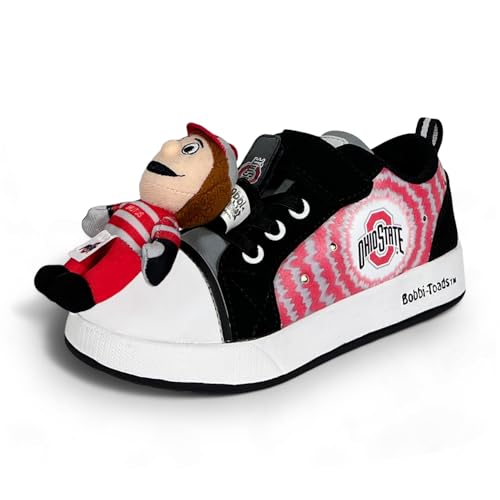 Bobbi-Toads Ohio State University Kids Lighted Sneaker OSU Child Shoes Tennis Shoes Buckeye with Mascot Brutus Plushie2
