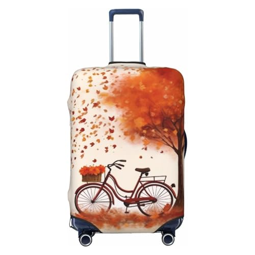 Autumn Tree With Aged Old Bike Print Luggage Suitcase Covers Elastic Washable Luggage Protector Luggage Covers For Suitcase