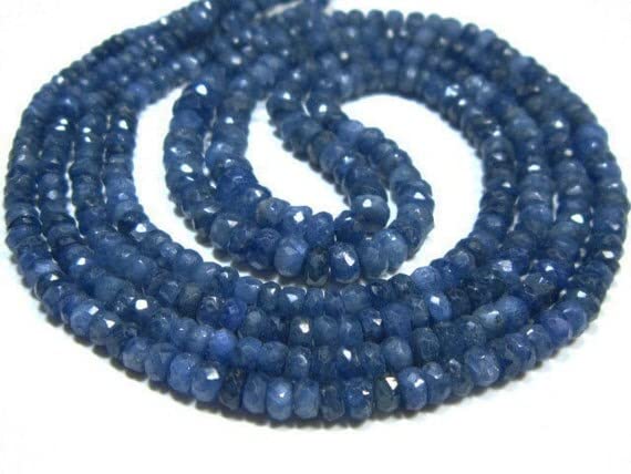 Saphir bleu naturel en perles rondelles micro facettées de qualité AA pour haute joaillerie