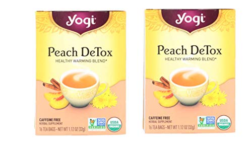 YOGI Organic 2 PACK (32 TEA BAGS )Tea Green Detox Herbal Blends Over 40 Different Flavors to choose from (PEACH DETOX)